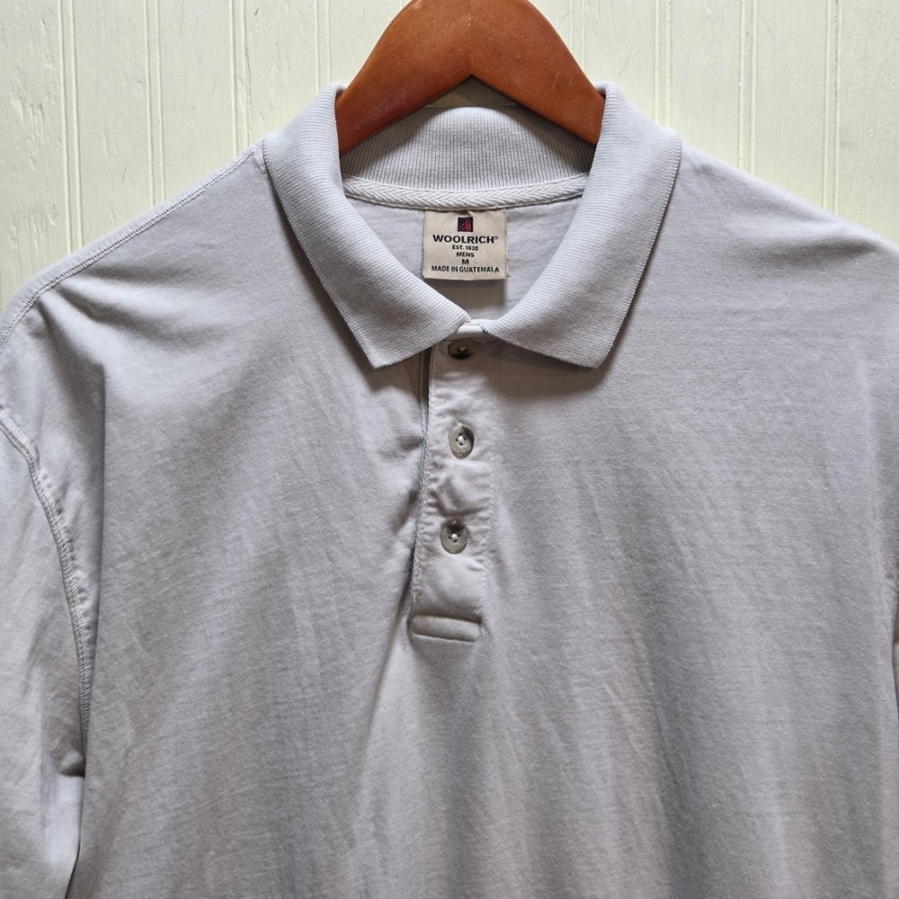 Woolrich Polo Shirt Mens M Beige Solid 100% Cotton Casual Knit Top Short‎ Sleeve